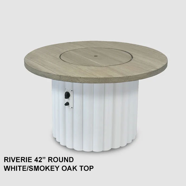 Riverie 42" White Base Round Fire Table by Outdoor Great Room - Image 4